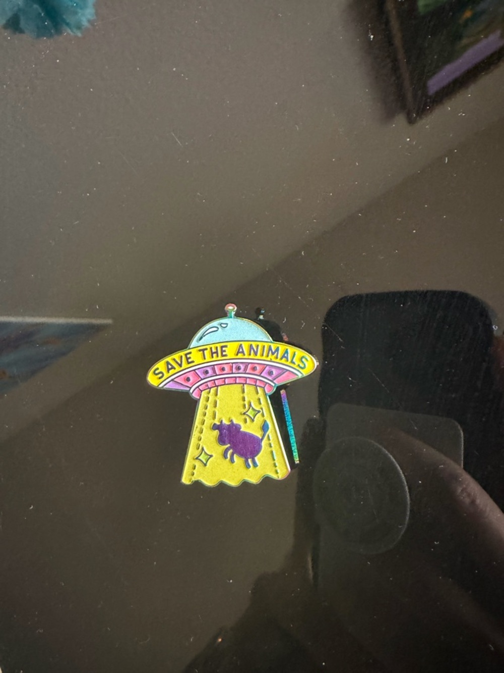 Save animals vegan ufo pin